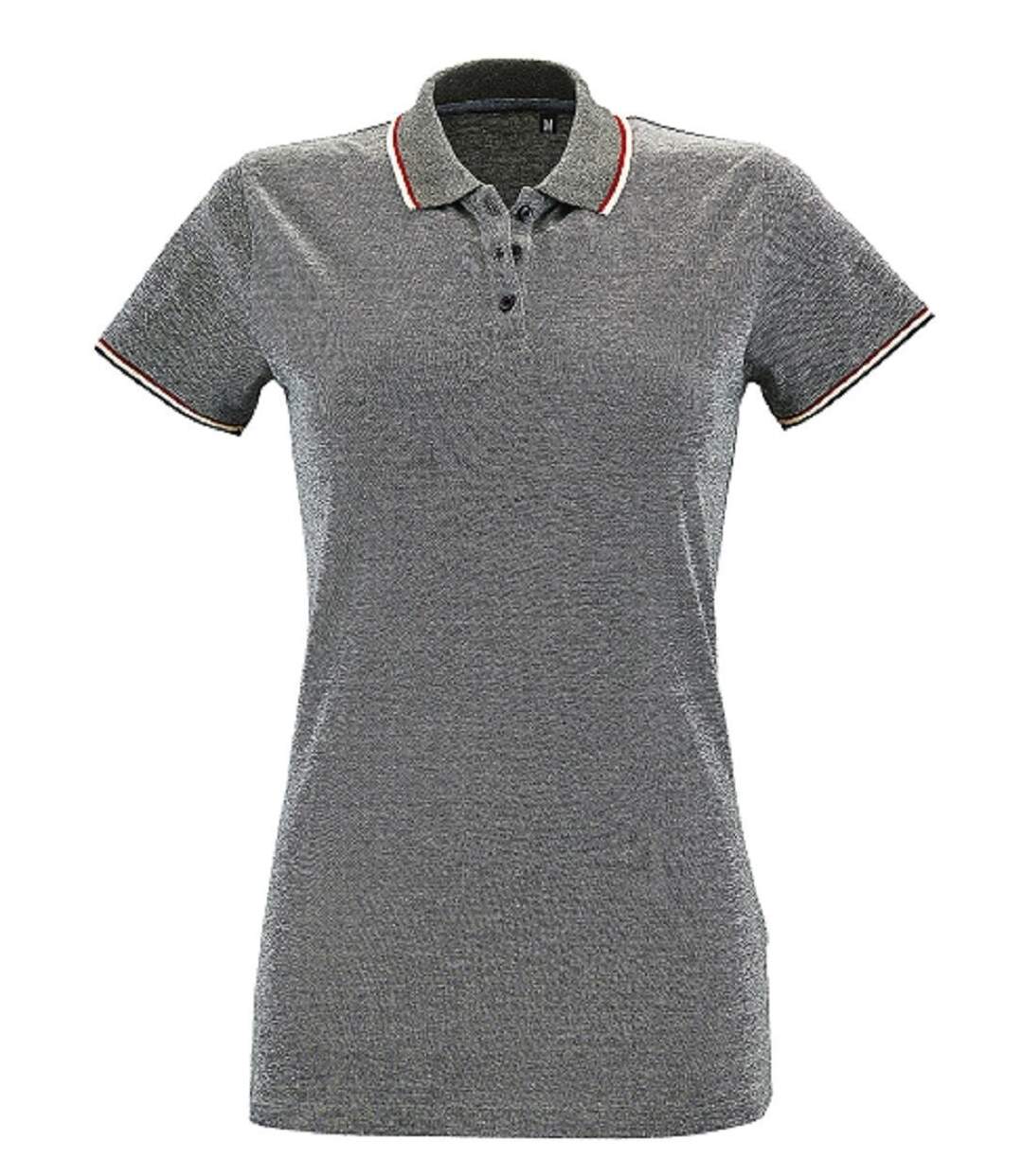 Polo chiné manches courtes - Femme - 02082 - noir chiné-1