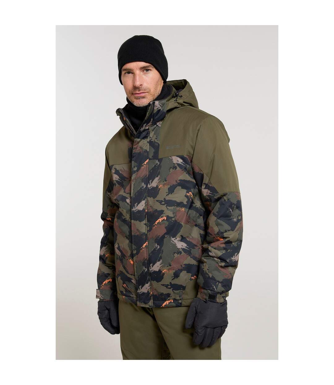 Mens camo ski jacket & trousers khaki brown Mountain Warehouse