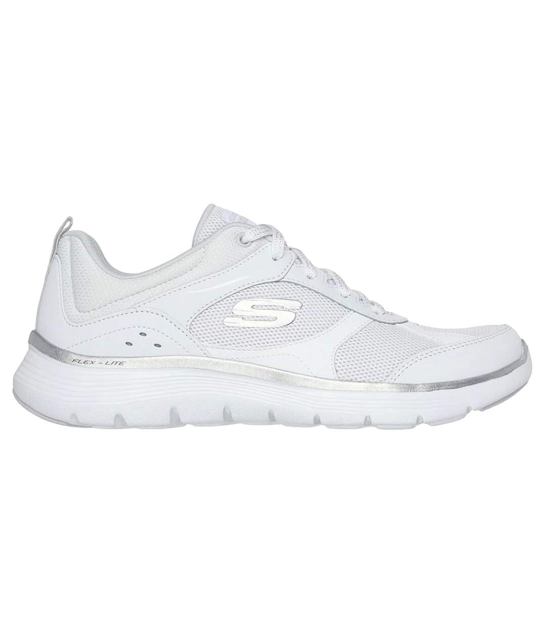 Womens/ladies Flex Appeal 5.0 Fresh Touch Trainers White Silver Skechers-2
