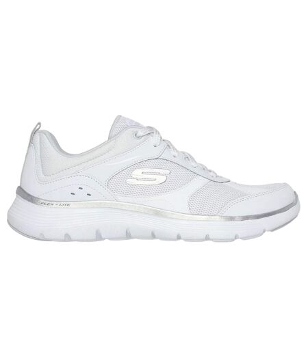 Womens/ladies Flex Appeal 5.0 Fresh Touch Trainers White Silver Skechers