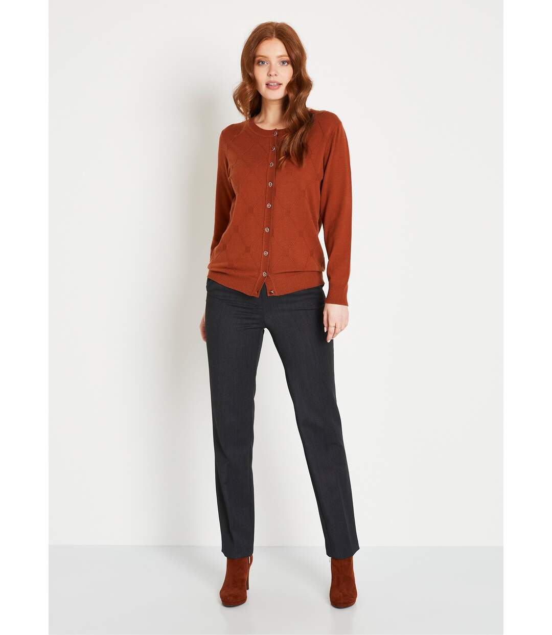Gilet cardigan uni boutonné modal mélangé-3
