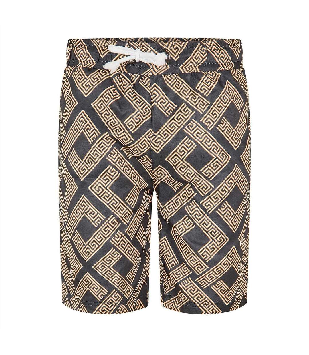 Short Motif/style Clé Grecque Roman Homme Noir Jaune Or Criminal Damage-1