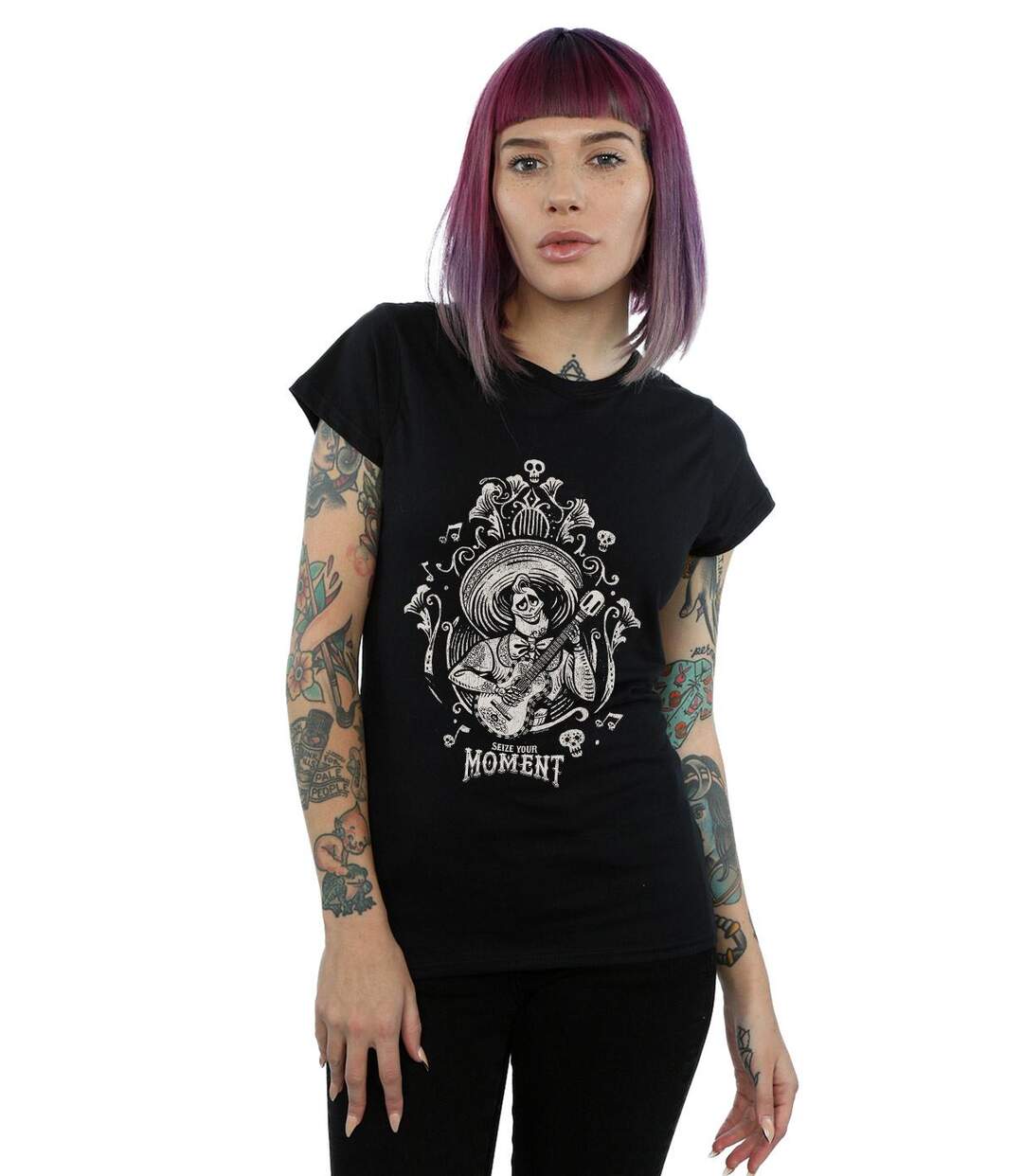 Disney - T-shirt COCO ERNESTO SEIZE YOUR MOMENT - Femme (Noir) - UTBI14433-2