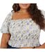Womens/ladies Floral Ruched Top Blue Brave Soul-2