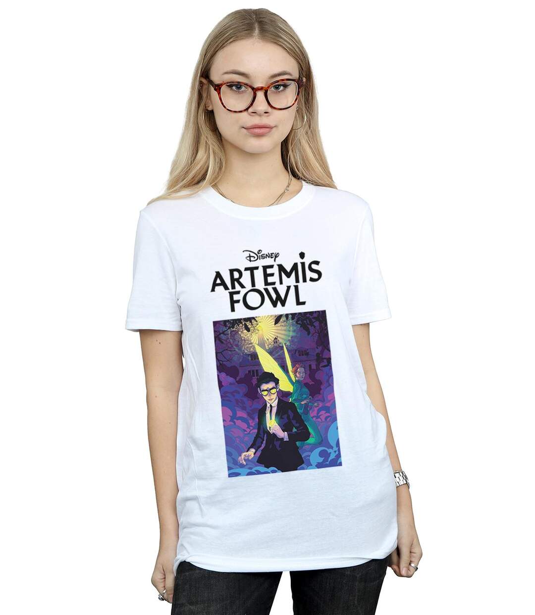 Disney Femme/Les femmes Artemis Fowl Book Cover Cotton Boyfriend T-Shirt (Blanc) - UTBI10668-2
