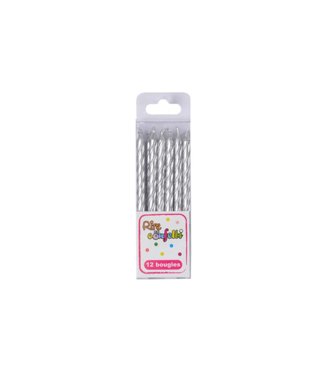 Lot de 12 Bougies d'Anniversaire Métalliques 6cm Argent