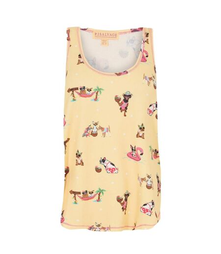 Débardeur Sans Manches Motif/style Imprimé Chien Femme Jaune PJ Salvage
