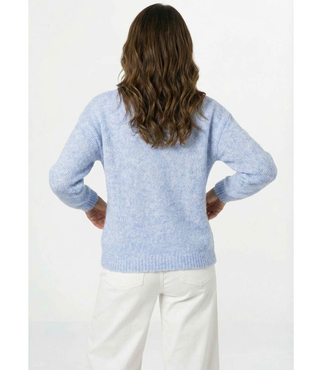 Gilet col rond en maille avec laine-2