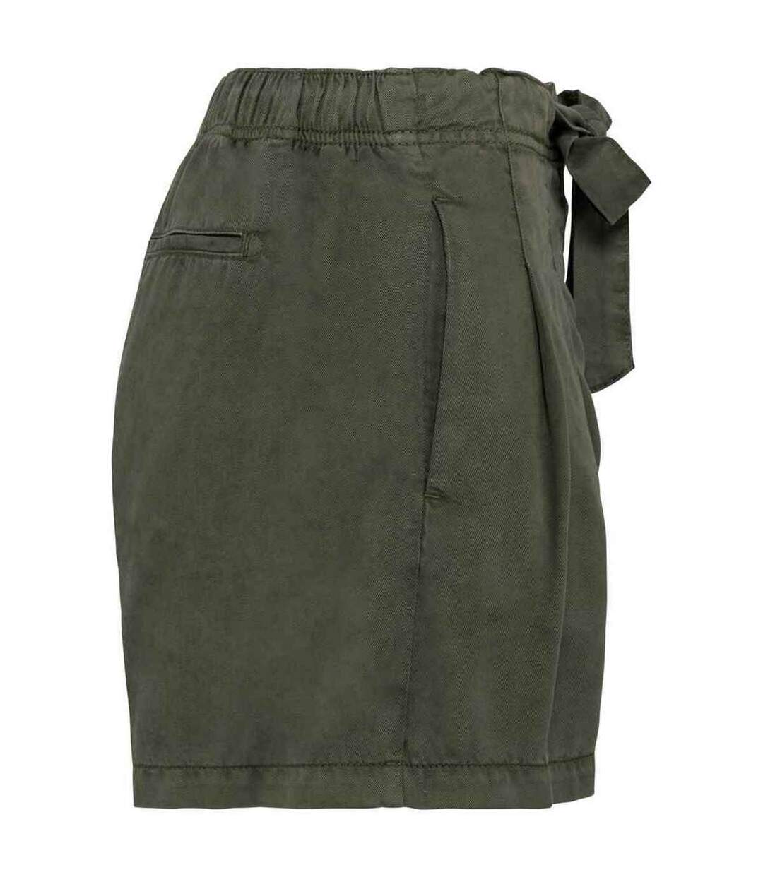Womens/ladies tencel shorts washed organic khaki Spasso-3