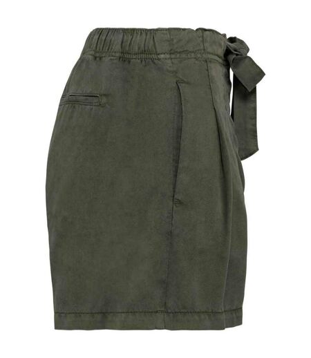 Womens/ladies tencel shorts washed organic khaki Spasso