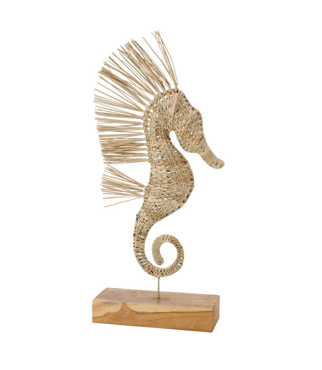 Statue Hippocampe Herbe Nut 80cm Naturel-1