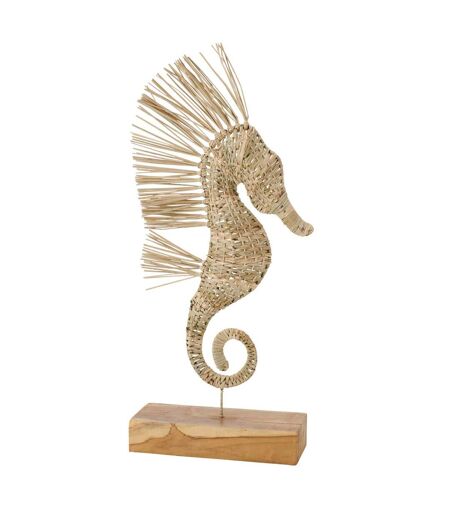 Statue Hippocampe Herbe Nut 80cm Naturel