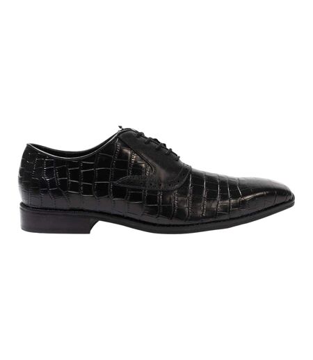 Mens Croc Full Grain Leather Oxford Shoes Black Giorgio