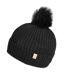 Isotoner Bonnet femme en maille recyclée, chaud, doublé polaire recyclé, pompom imitation fourrure-1