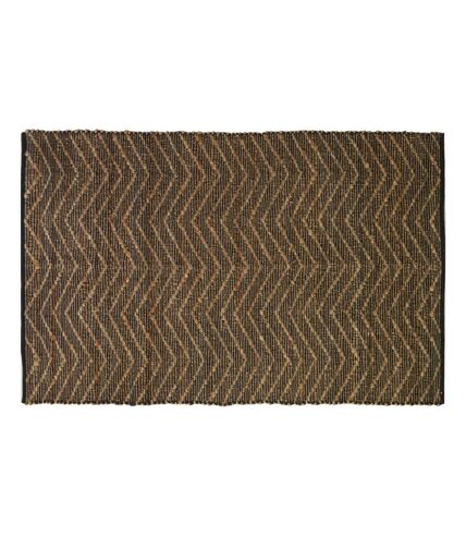 Tapis en jute et coton naturels Zig-zag Naturel et marron - 120 x 180 cm