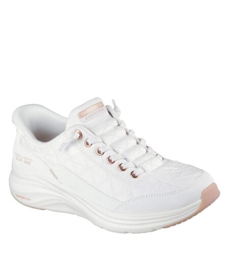 Baskets Femme Blanc Jaune Or Skechers