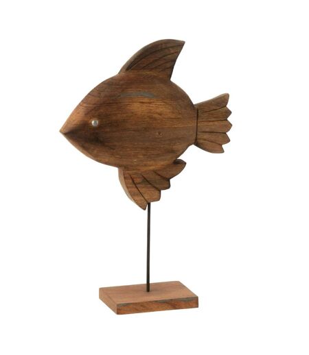 Statuette Poisson sur Pied en Bois Antwan 40cm Marron