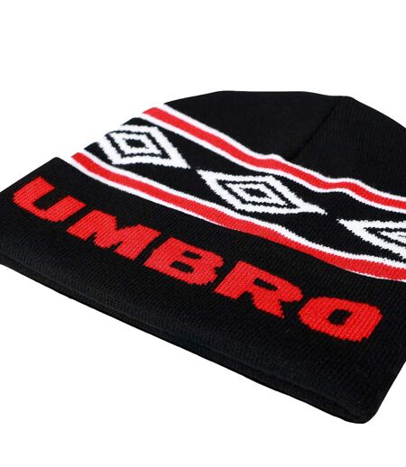 Diamond Knitted Beanie Black Chilli Pepper Brilliant White Umbro