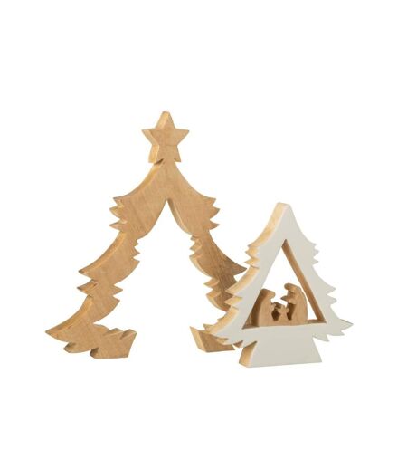 Crèche Sapin en Bois Étoile 41cm Blanc & Naturel
