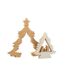 Crèche Sapin en Bois Étoile 41cm Blanc & Naturel-2