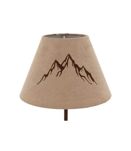 Lampe à poser Skieur – Abat-jour suédine beige, pied métal brun avec silhouette