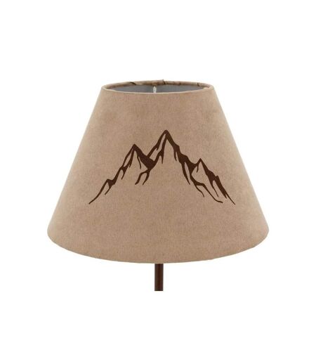 Lampe à poser Skieur – Abat-jour suédine beige, pied métal brun avec silhouette