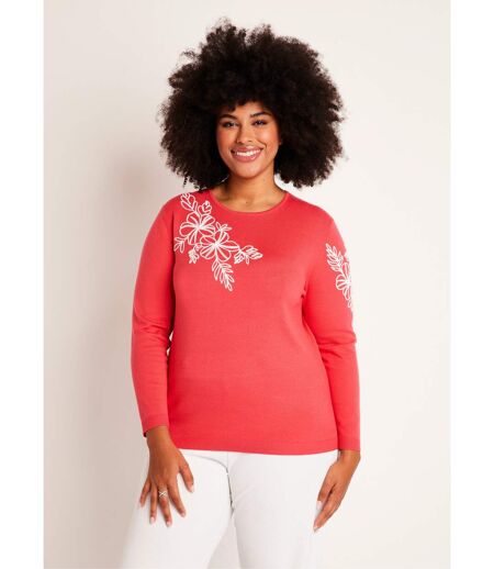 Pull fin brodé