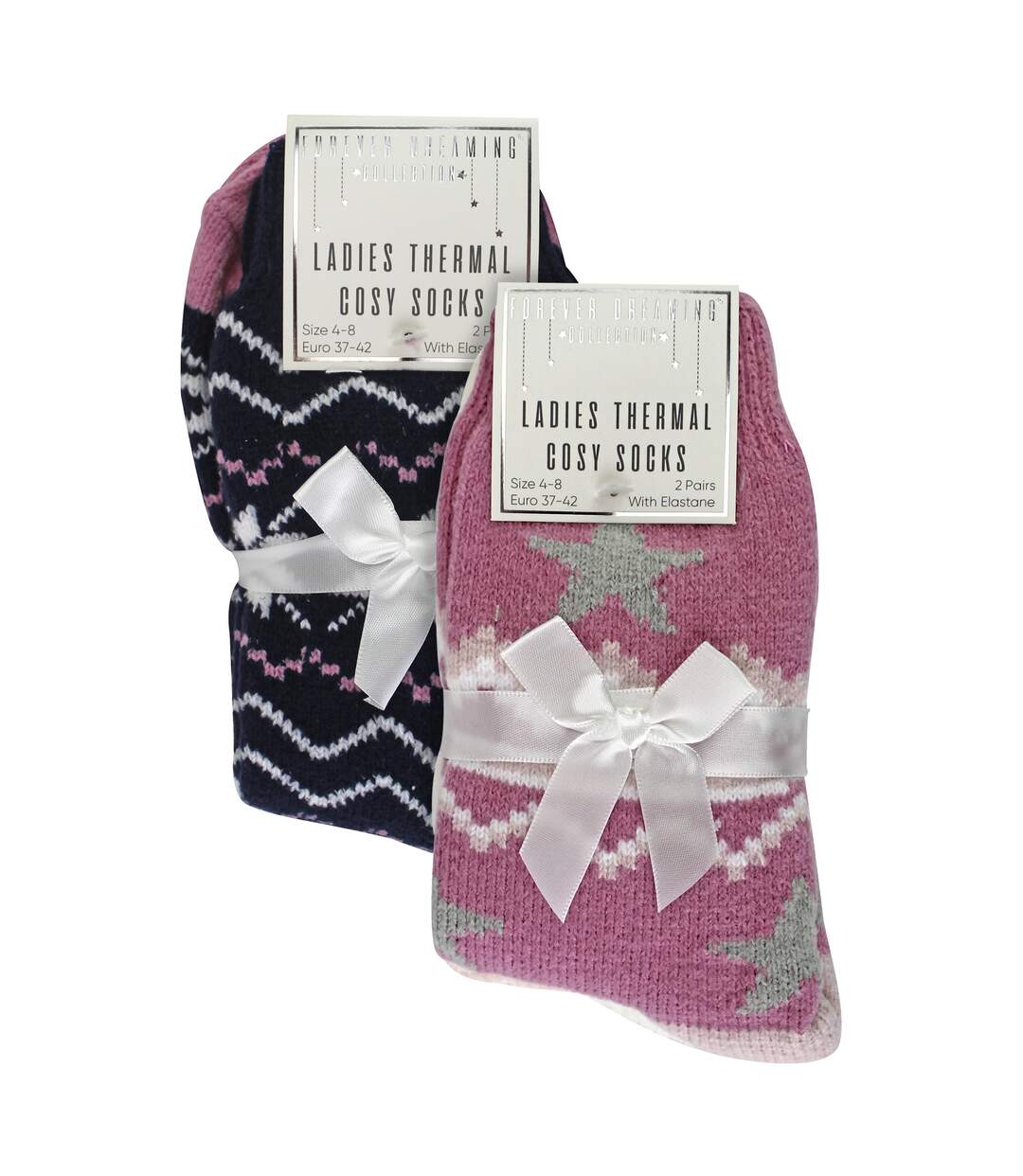 Ladies 4 Pack Fluffy Cosy Slipper Socks-2