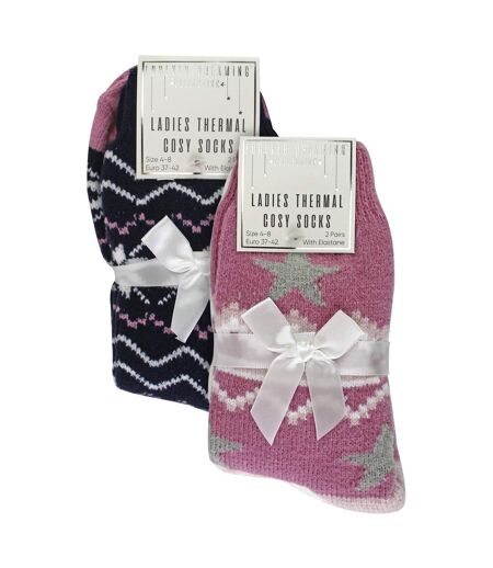 Ladies 4 Pack Fluffy Cosy Slipper Socks