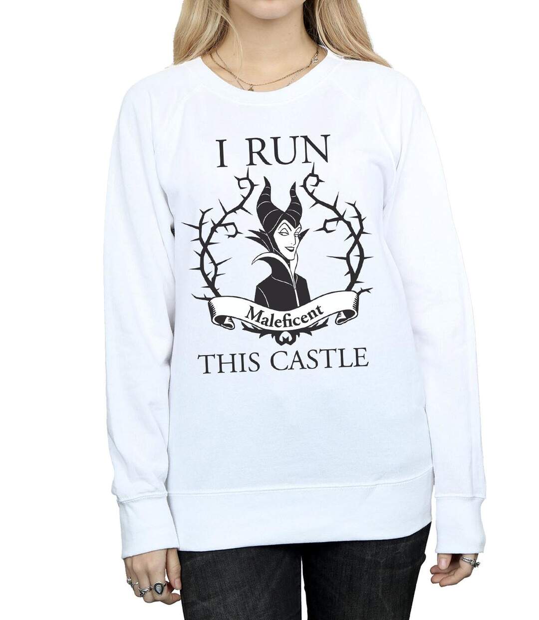 Disney - Sweat MALEFICENT RUN THIS CASTLE - Femme (Blanc) - UTBI12329-3