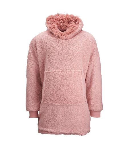 Ribbon Unisex Adult Sherpa Reversible Oversized Hoodie (Pink) - UTRW8224