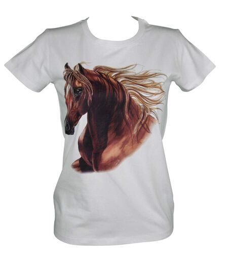 T-shirt femme manches courtes - cheval 11100 - blanc
