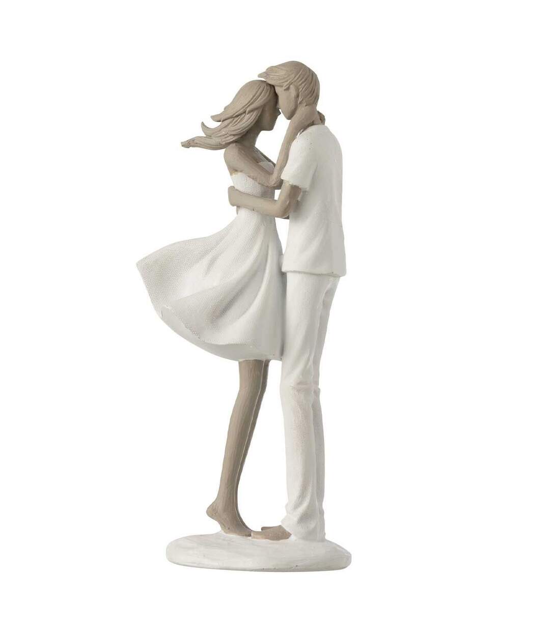 Statuette Déco Couple Bisou 24cm Blanc-1