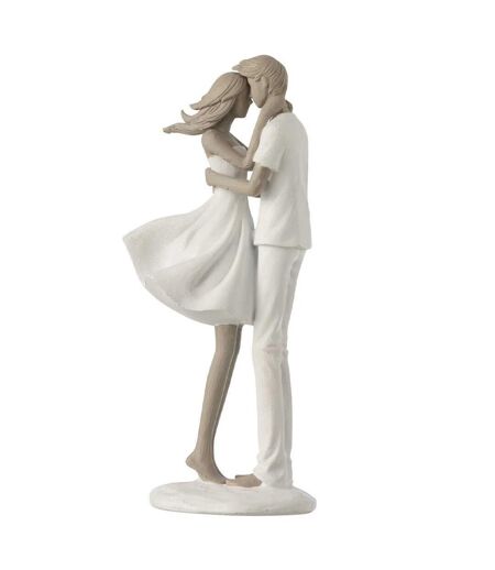 Statuette Déco Couple Bisou 24cm Blanc