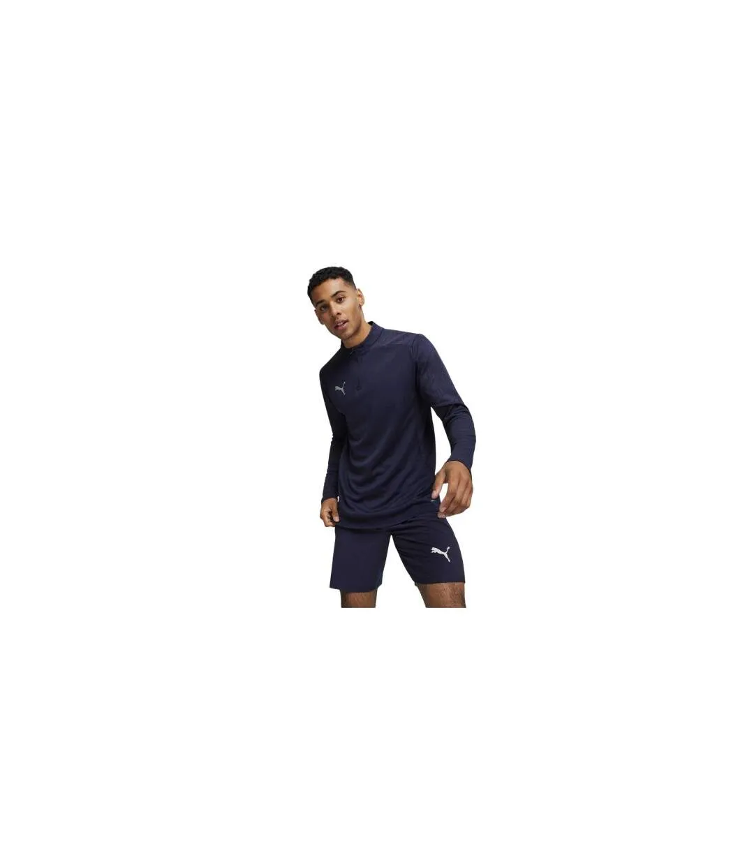 Mens Teamfinal Quarter Zip Training Fleece Top Navy Puma-1