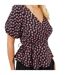 Womens/ladies V Neck Puff Sleeve Wrap Top Black Pink Brave Soul-1