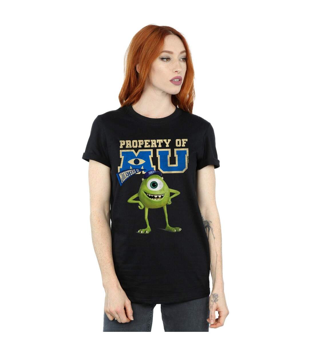 Disney Womens/Ladies Monsters University Property Of MU Mike Cotton Boyfriend T-Shirt (Noir) - UTBI48716-2