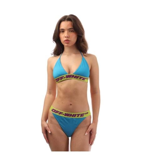 Ensemble Maillot De Bain 2 Pièces Style Logo Femme Bleu Off White
