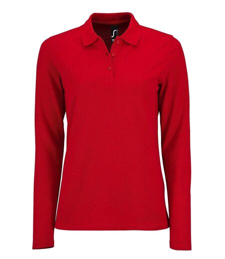 Polo manches longues - Femme - 02083 - rouge