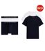 Lot De 2  Boxers Motif/style Uni Homme Blanc Bleu Marine Tommy Hilfiger-1