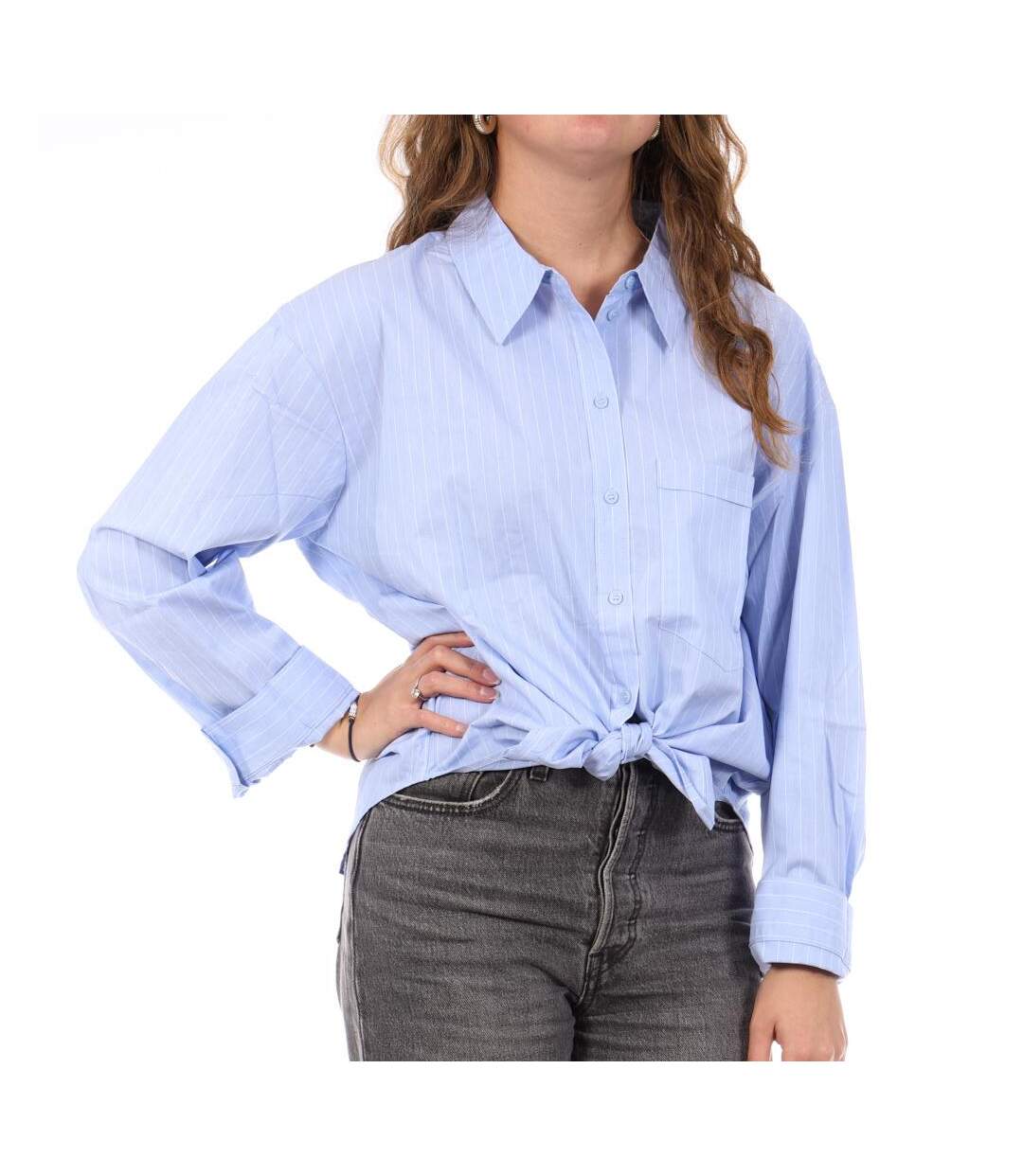 Chemise bleu à rayures femme vero moda diana-1