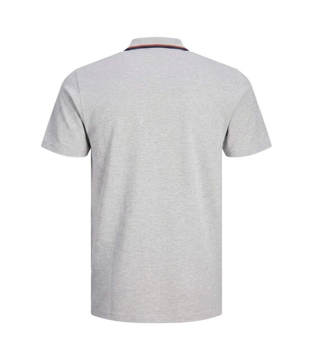 Mens Regular Short-sleeved Polo Shirt Light Grey Melange Marl Jack And Jones-2