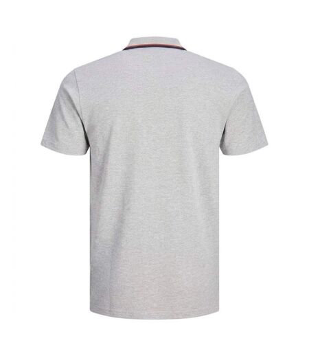 Mens Regular Short-sleeved Polo Shirt Light Grey Melange Marl Jack And Jones