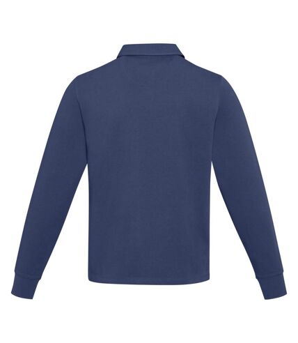 Unisex adult clyde organic cotton rugby polo sweatshirt navy Elevate