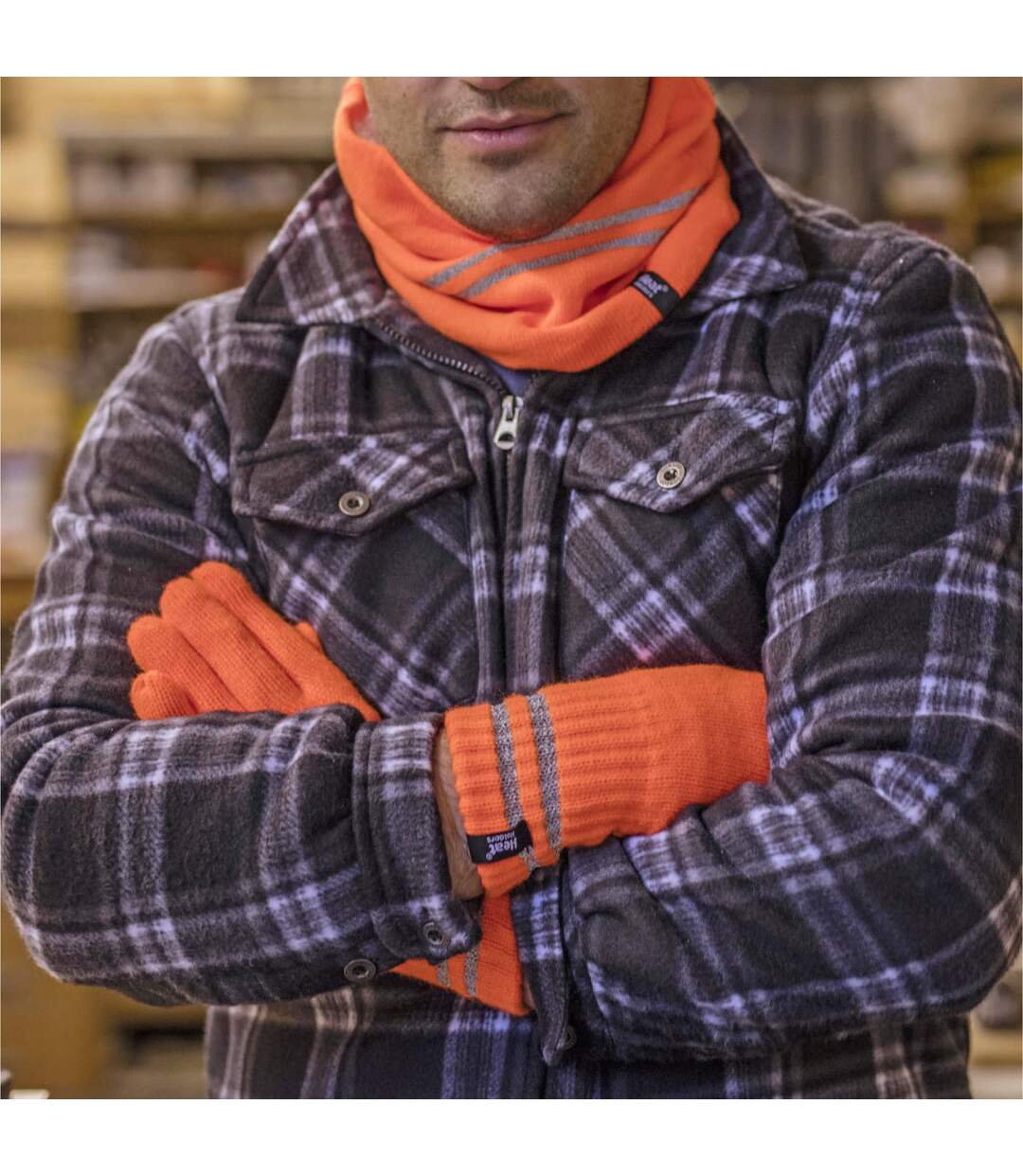 Mens Hi Vis Reflective Soft Fleece Lined Thermal Winter Gloves-5