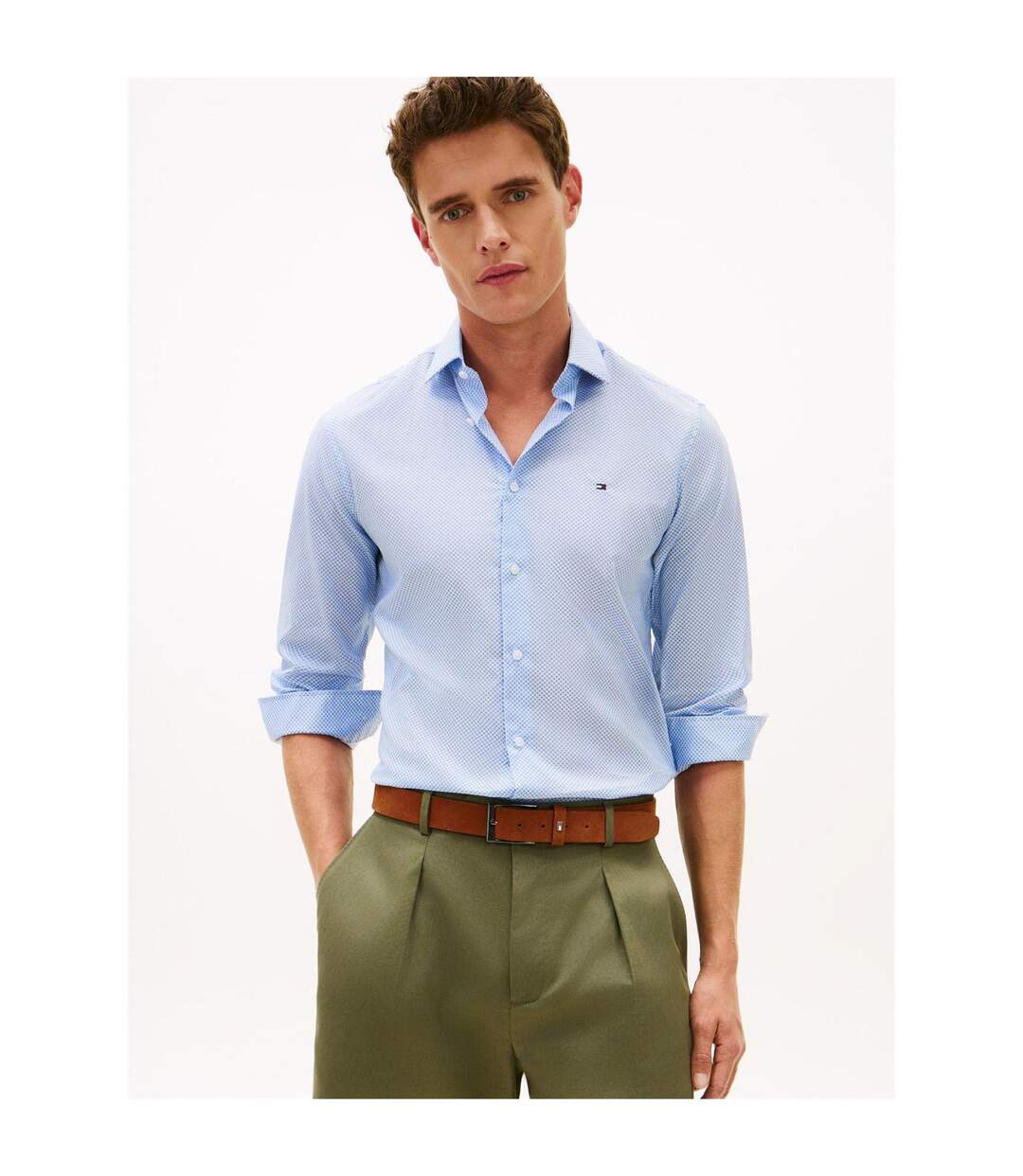 Mens Microprint Long-sleeved Shirt Sweet Blue Tommy Hilfiger-2