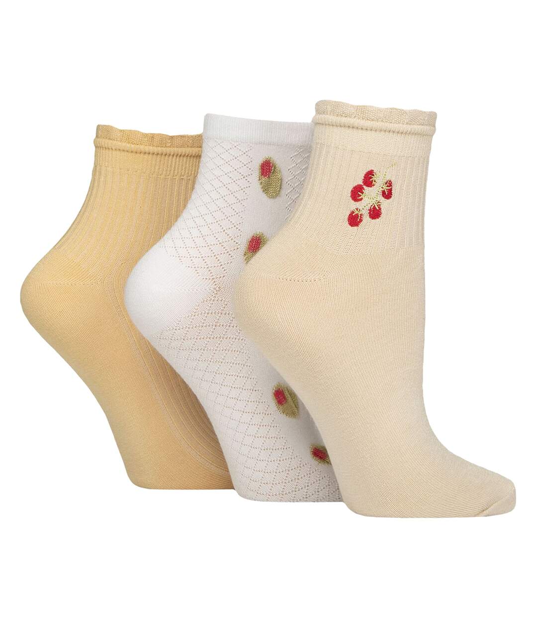3 Pack Ladies Ribbed Anklet Socks with Frill Welt - Soft Stylish Everyday Fit-1