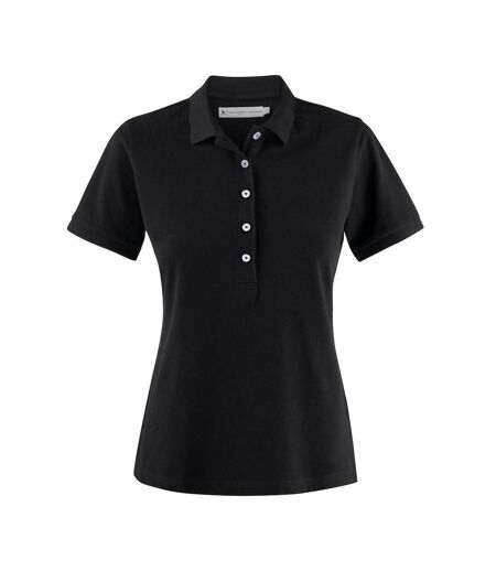 Womens/ladies Sunset Polo Shirt Black James Harvest
