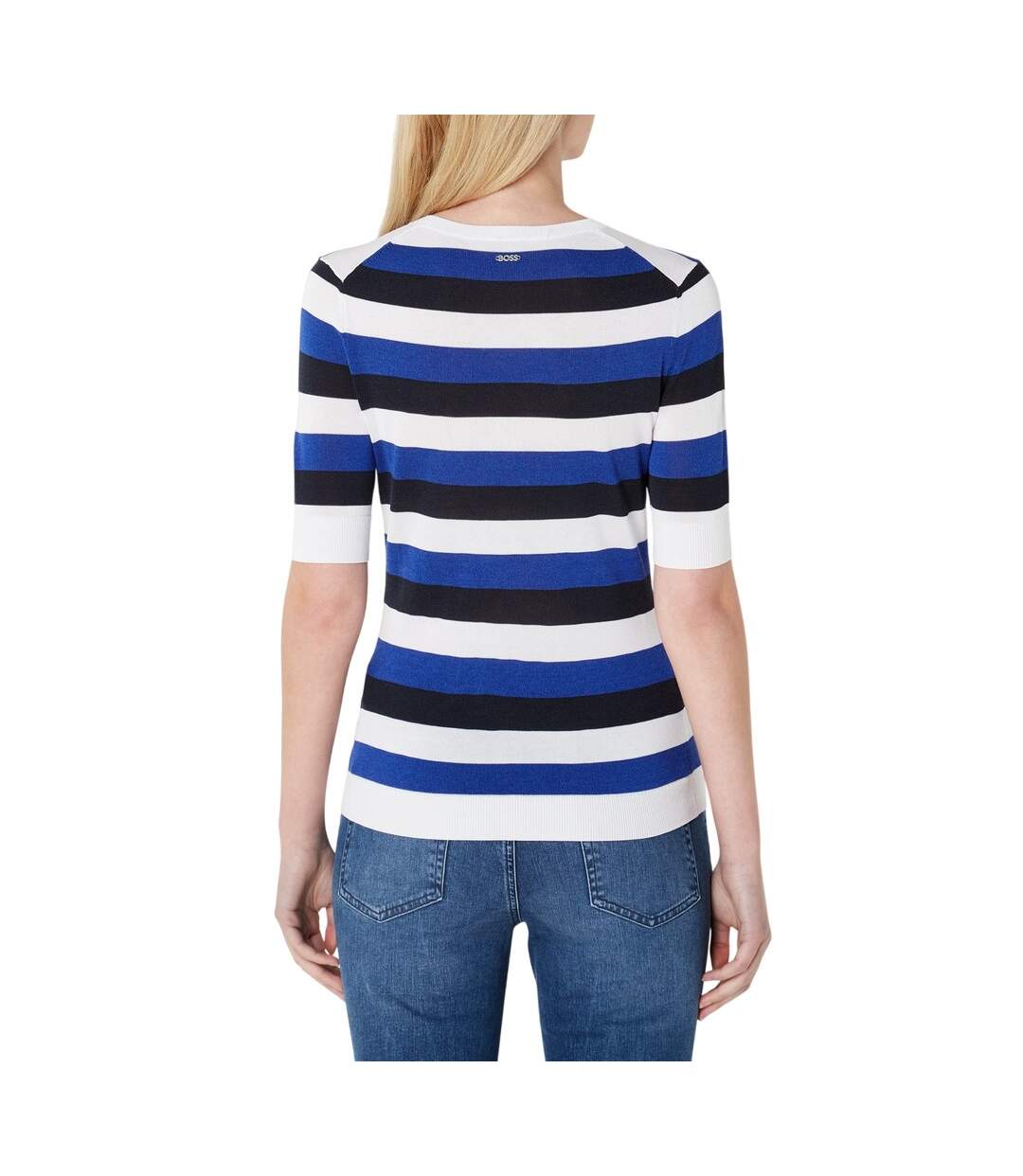 Haut Motif/style À Rayures Femme Bleu Blanc Bleu Marine Boss-2