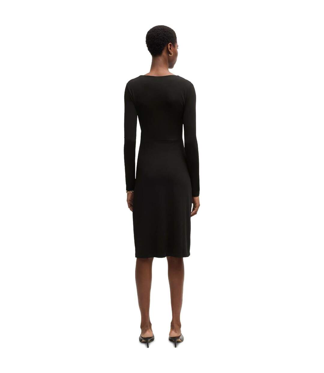 Robe Portefeuille Manches Longues Eular Surplice Femme Noir Boss-2
